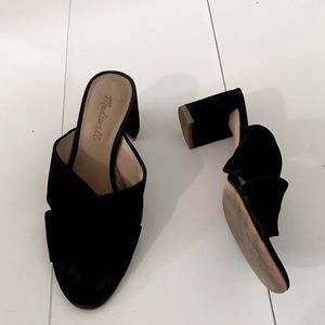 Madewell Black Greer Mule Suede Heeled Sandals